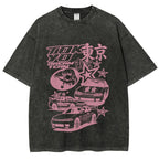 Pink Car Star Collage Tokyo Dream Team Vintage Washed T-shirt