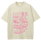 Pink Car Star Collage Tokyo Dream Team Vintage Washed T-shirt