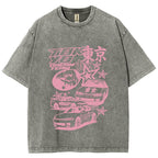 Pink Car Star Collage Tokyo Dream Team Vintage Washed T-shirt