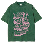 Pink Car Star Collage Tokyo Dream Team Vintage Washed T-shirt