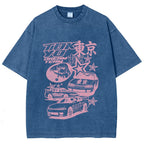 Pink Car Star Collage Tokyo Dream Team Vintage Washed T-shirt