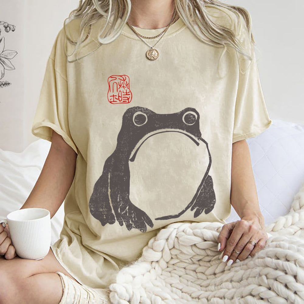 Matsumoto Hoji Woodblock Print Frog Washed T-Shirt