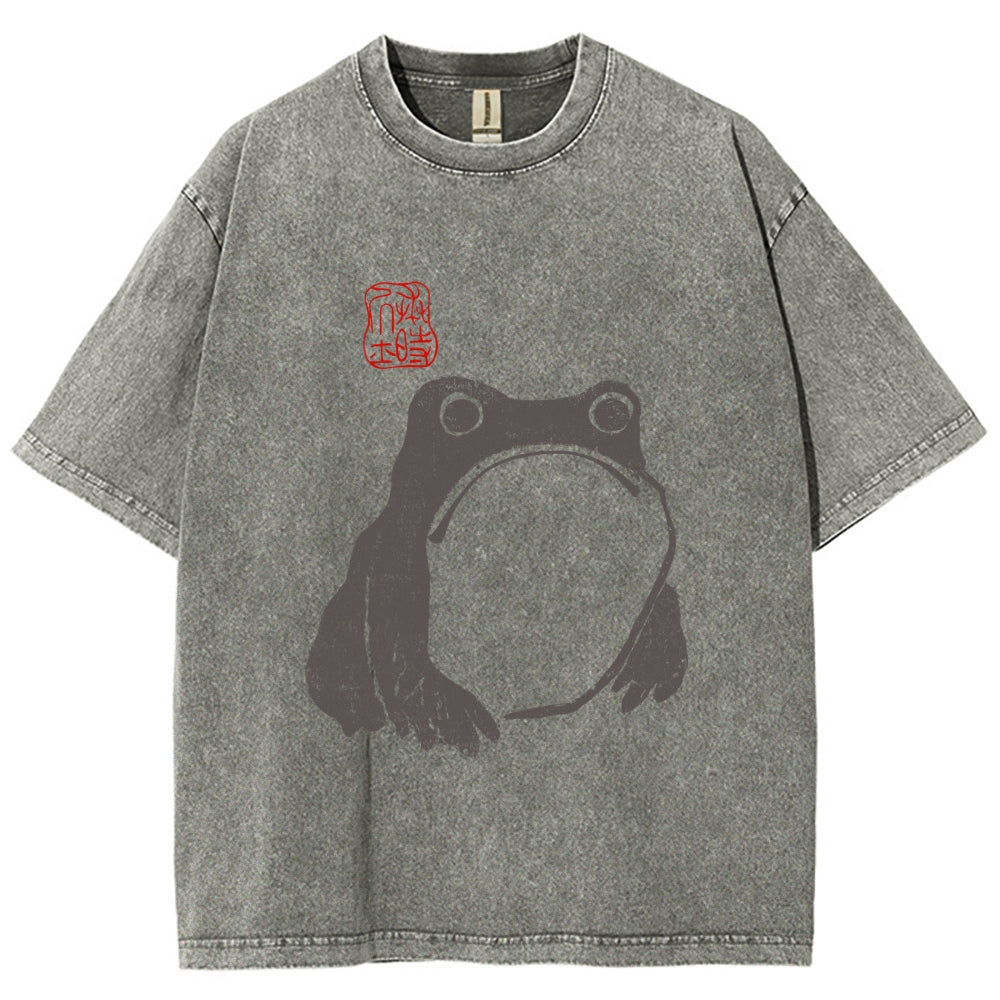Matsumoto Hoji Woodblock Print Frog Washed T-Shirt