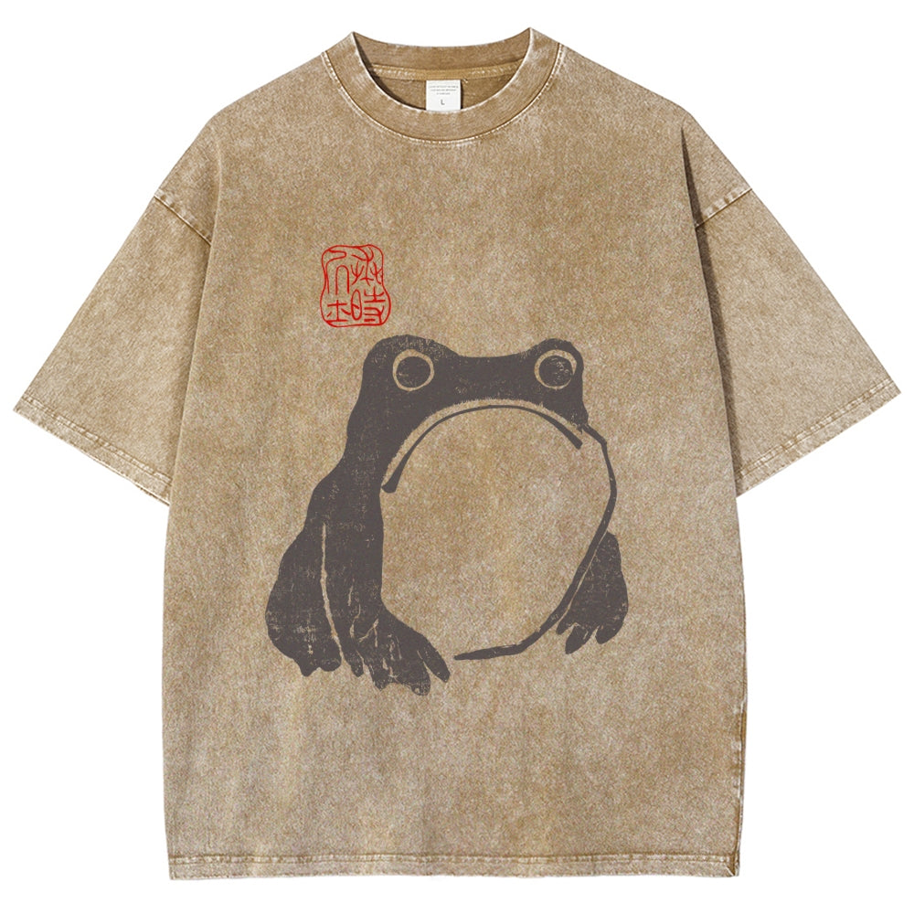 Matsumoto Hoji Woodblock Print Frog Washed T-Shirt