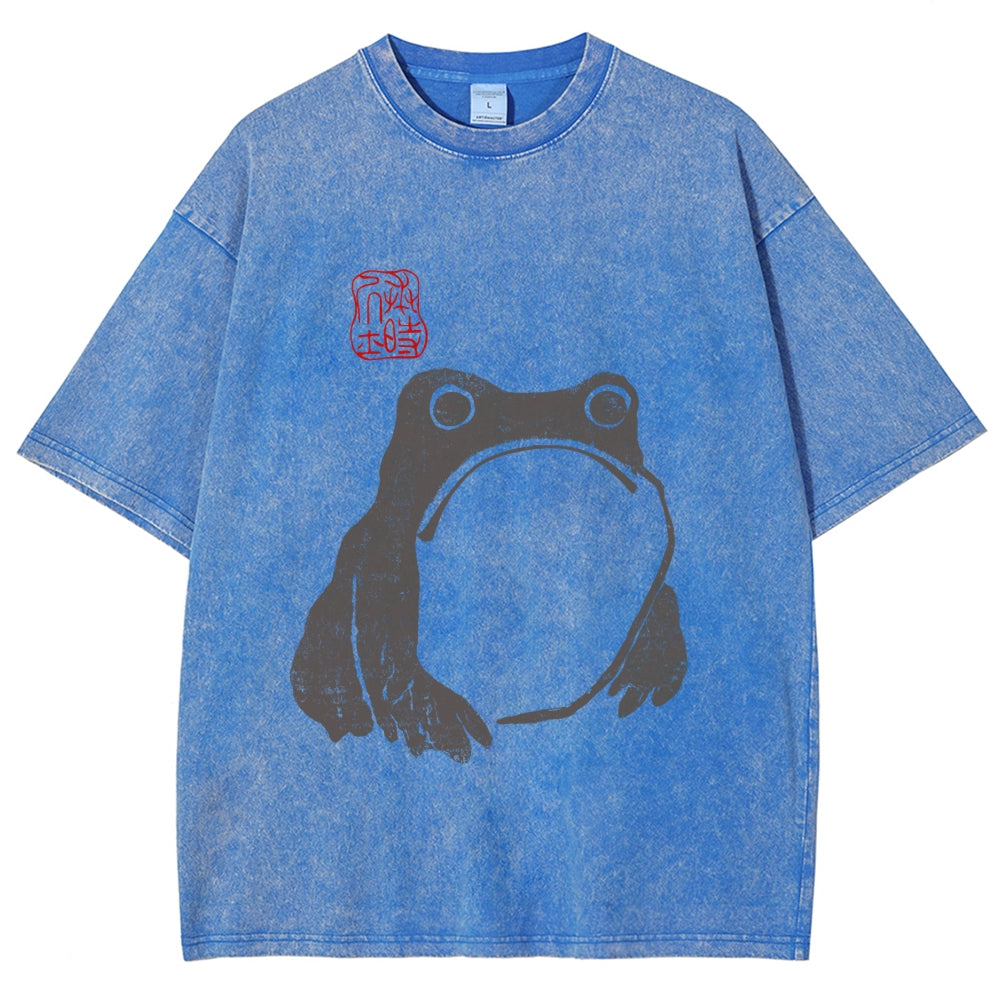 Matsumoto Hoji Woodblock Print Frog Washed T-Shirt