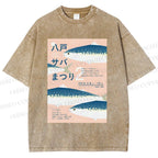Unisex Fish Poster Printed Washed Tee