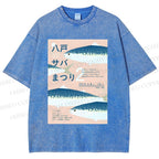 Unisex Fish Poster Printed Washed Tee