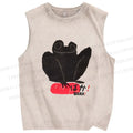 Unisex Frog Printed Washed Tank Top