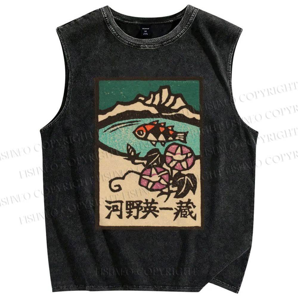 Unisex Eiichizo Kono Printed Washed Tank Top