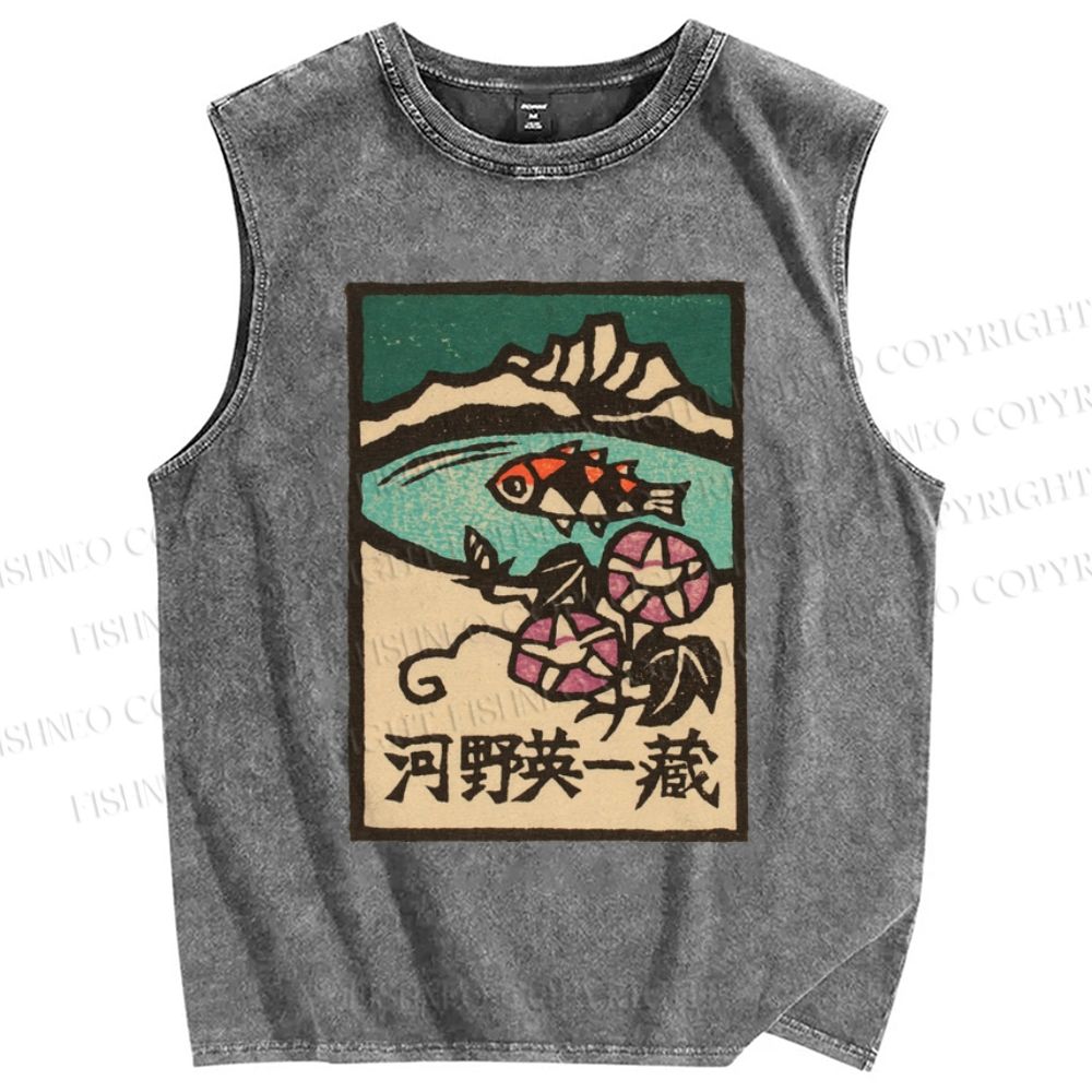 Unisex Eiichizo Kono Printed Washed Tank Top