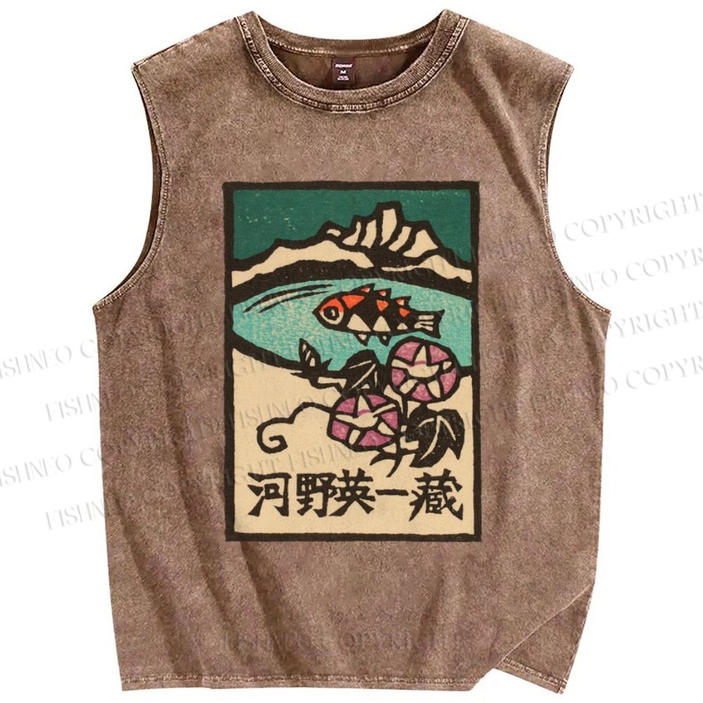 Unisex Eiichizo Kono Printed Washed Tank Top