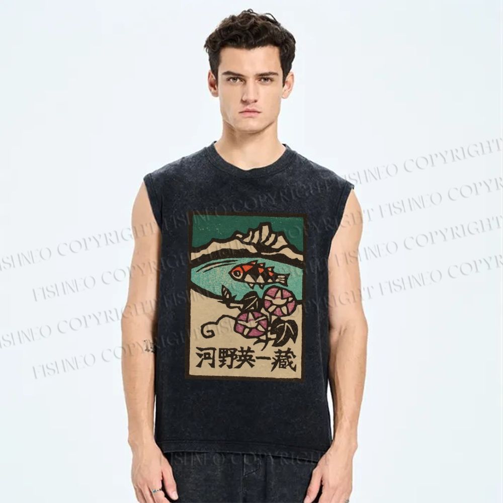 Unisex Eiichizo Kono Printed Washed Tank Top