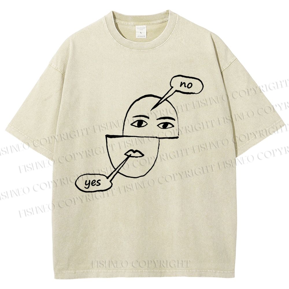 Unisex Yes Or No Printed Washed Tee
