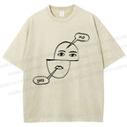 Unisex Yes Or No Printed Washed Tee