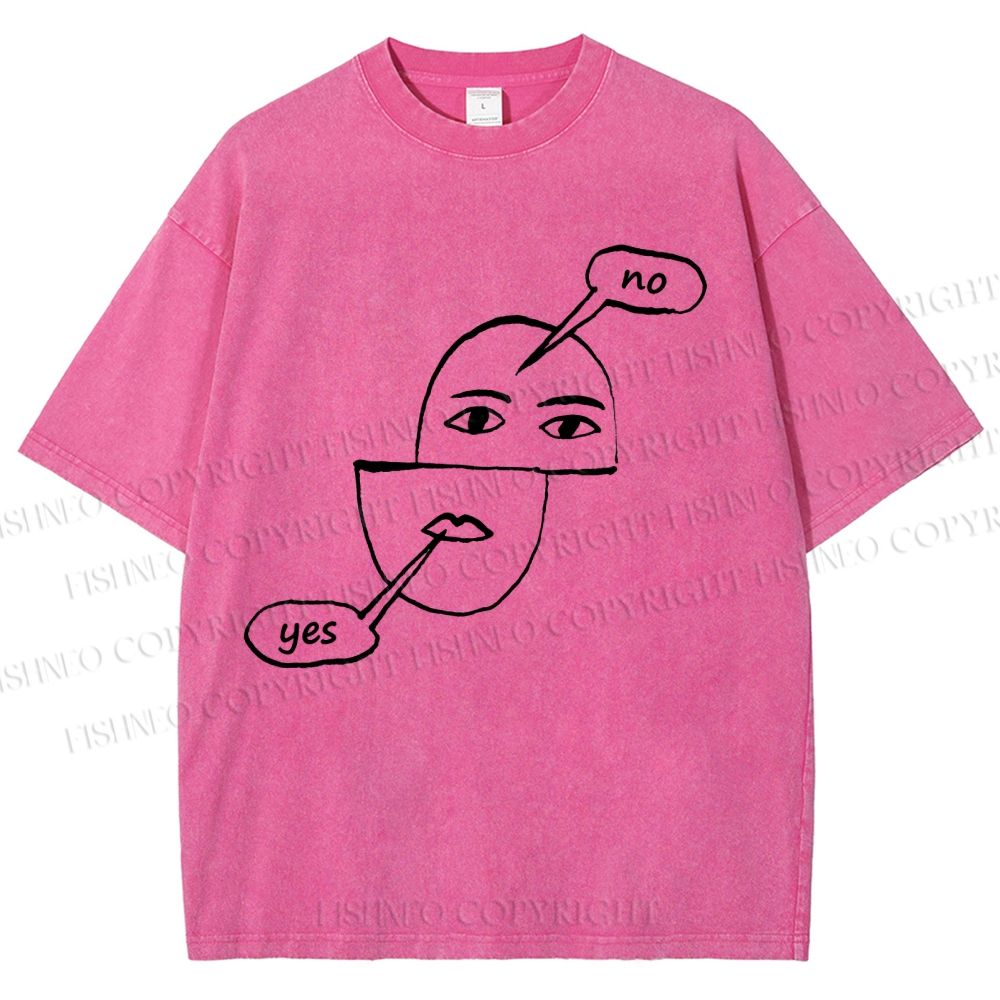 Unisex Yes Or No Printed Washed Tee