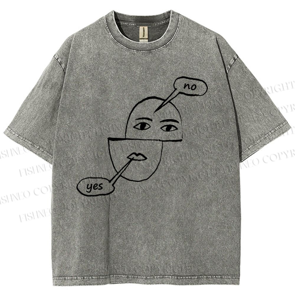 Unisex Yes Or No Printed Washed Tee