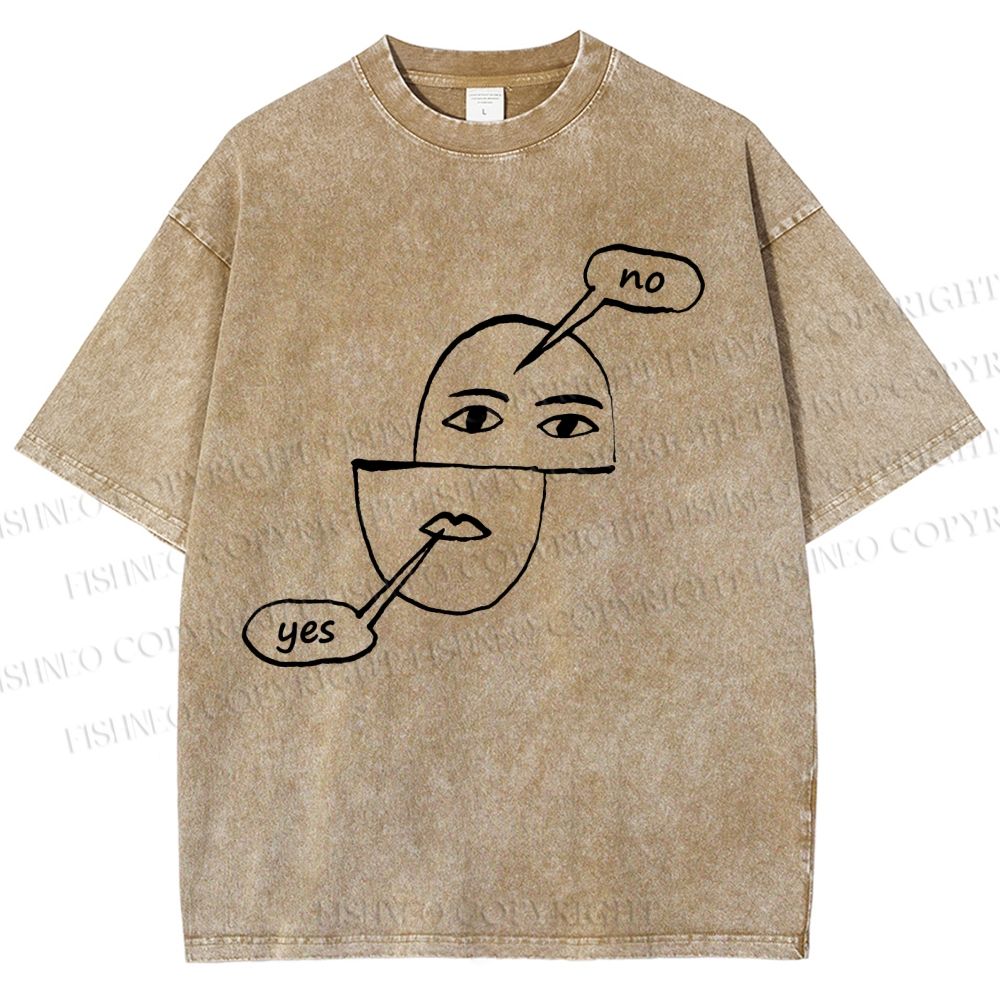 Unisex Yes Or No Printed Washed Tee