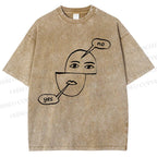 Unisex Yes Or No Printed Washed Tee