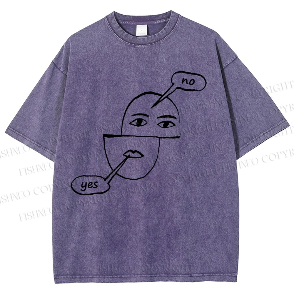 Unisex Yes Or No Printed Washed Tee