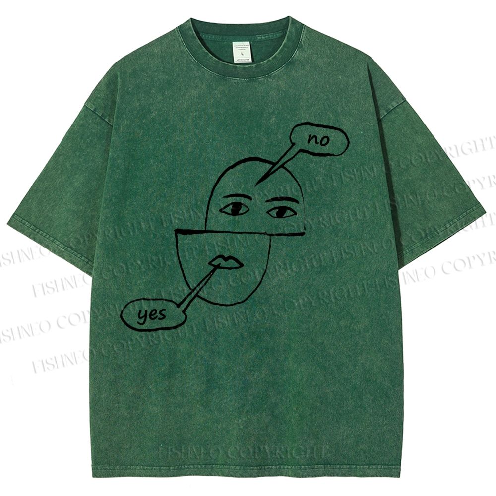 Unisex Yes Or No Printed Washed Tee