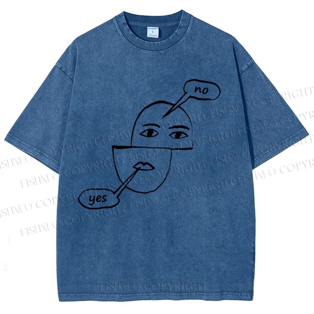 Unisex Yes Or No Printed Washed Tee