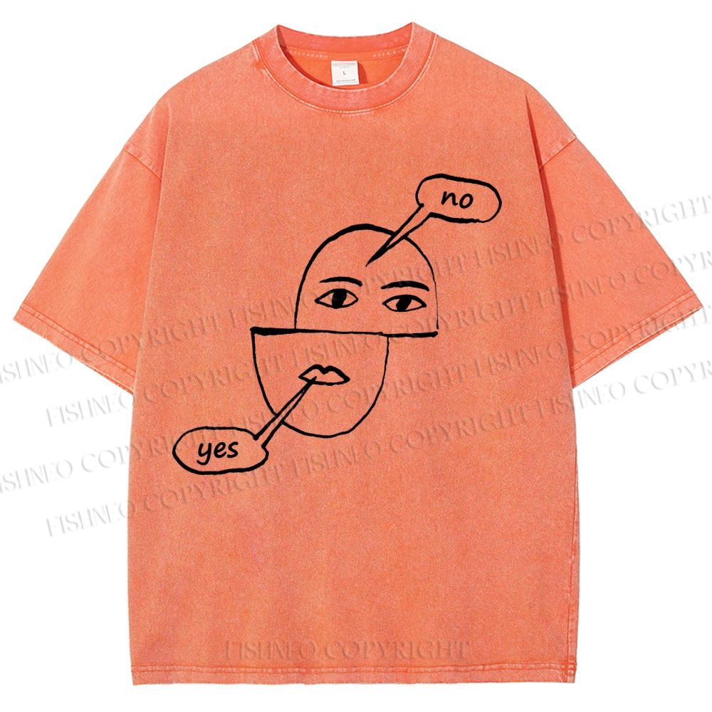 Unisex Yes Or No Printed Washed Tee