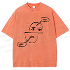 Unisex Yes Or No Printed Washed Tee