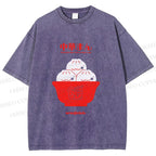 Unisex Steamed Stuffed Bun Printed Washed Tee