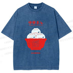 Unisex Steamed Stuffed Bun Printed Washed Tee
