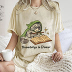 Unisex Raccoon Knowledge Is Power Printed Washed Tee