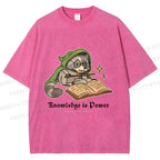 Unisex Raccoon Knowledge Is Power Printed Washed Tee