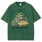 Unisex Raccoon Knowledge Is Power Printed Washed Tee