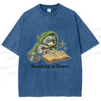 Unisex Raccoon Knowledge Is Power Printed Washed Tee