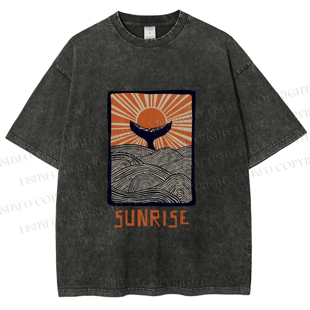 Unisex Vintage Sunrise Printed Washed Tee