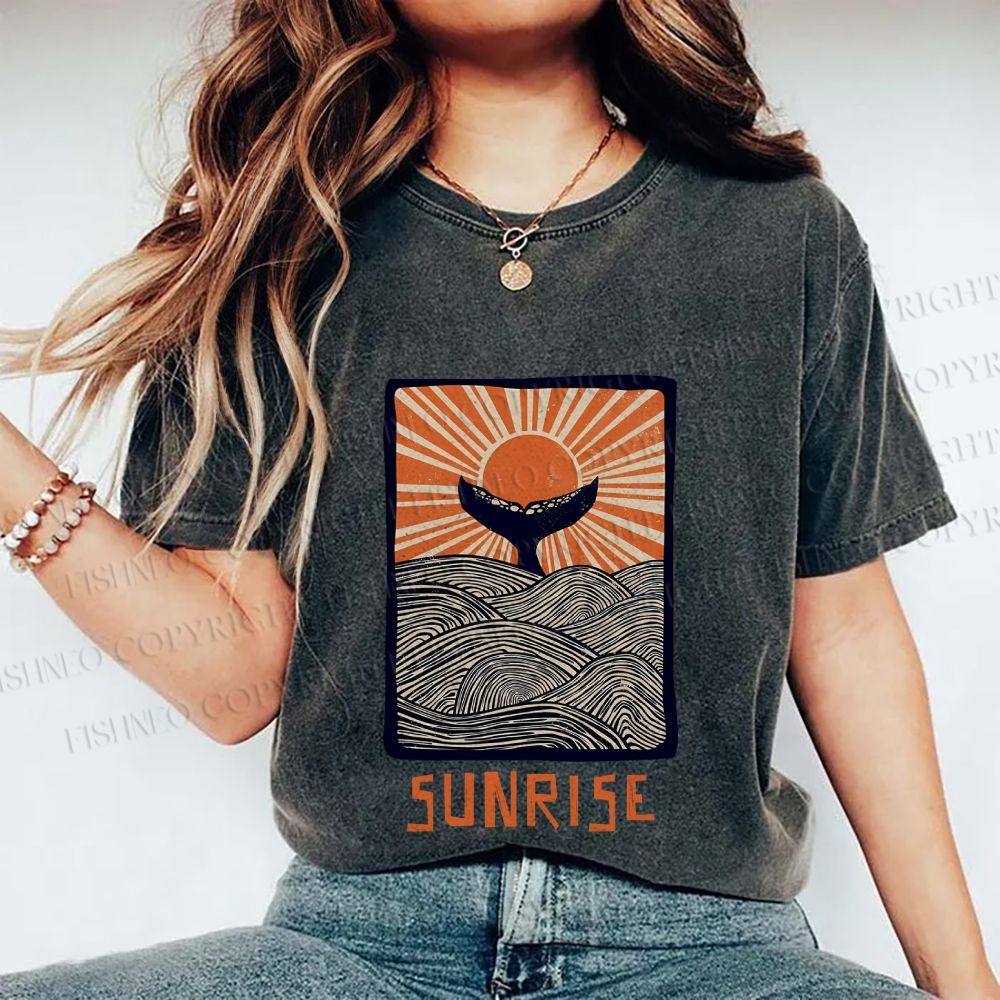 Unisex Vintage Sunrise Printed Washed Tee