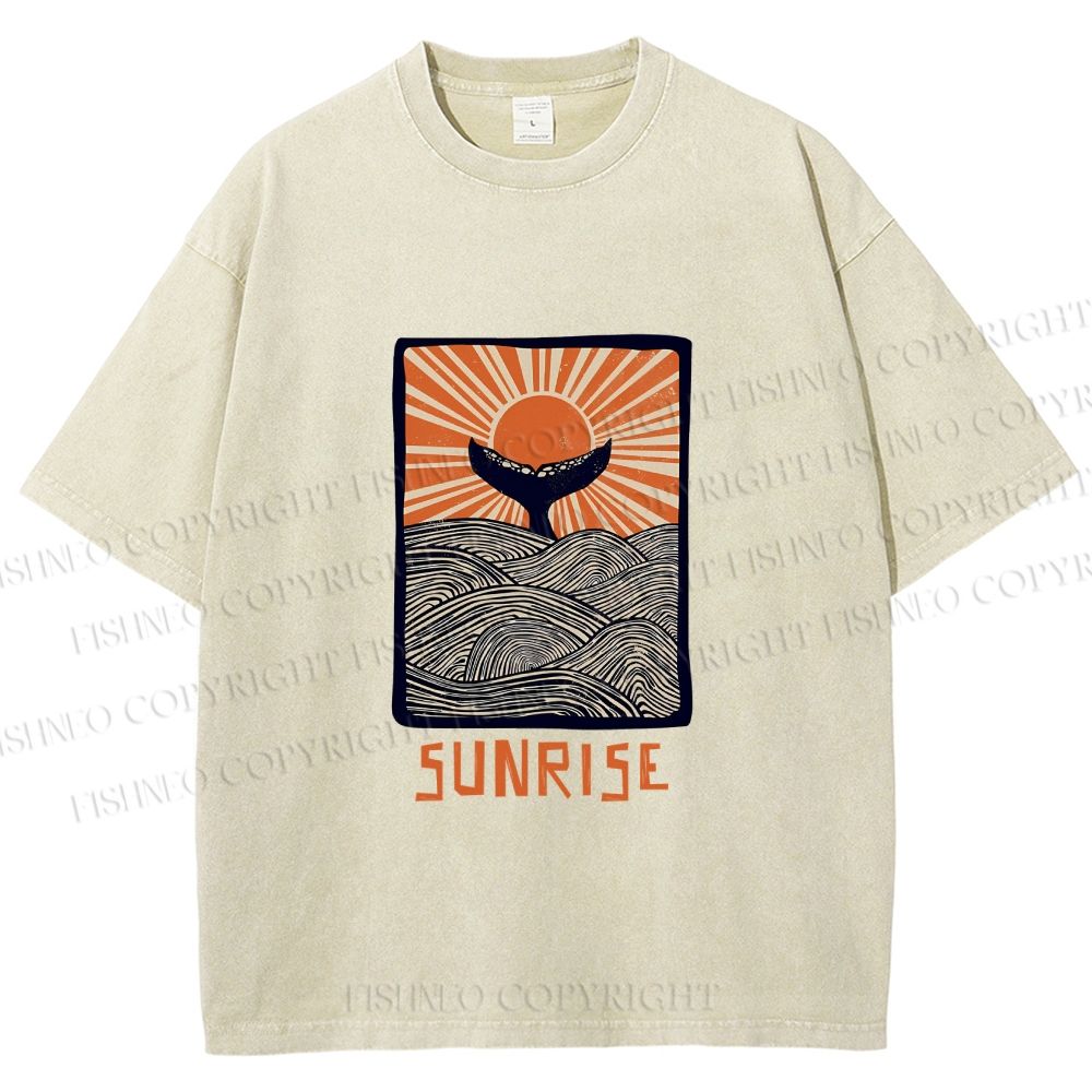 Unisex Vintage Sunrise Printed Washed Tee