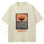 Unisex Vintage Sunrise Printed Washed Tee