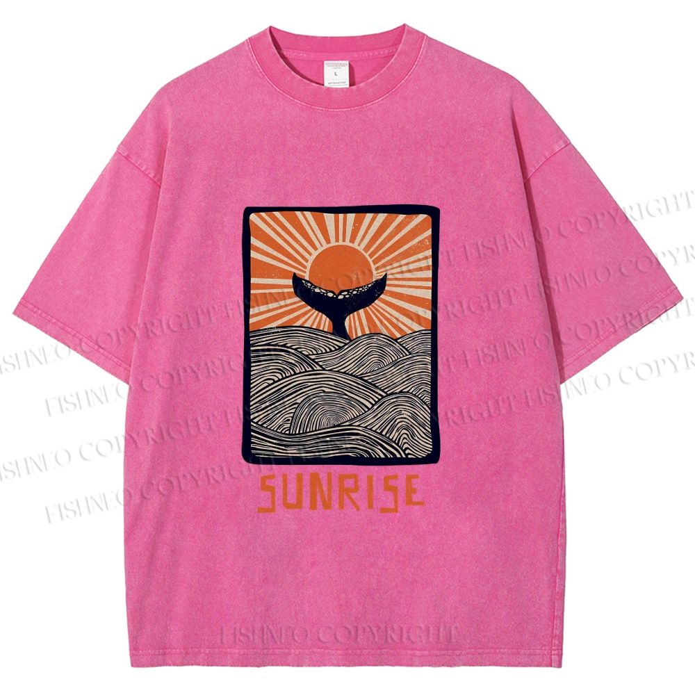 Unisex Vintage Sunrise Printed Washed Tee