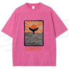Unisex Vintage Sunrise Printed Washed Tee
