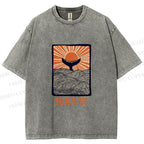 Unisex Vintage Sunrise Printed Washed Tee