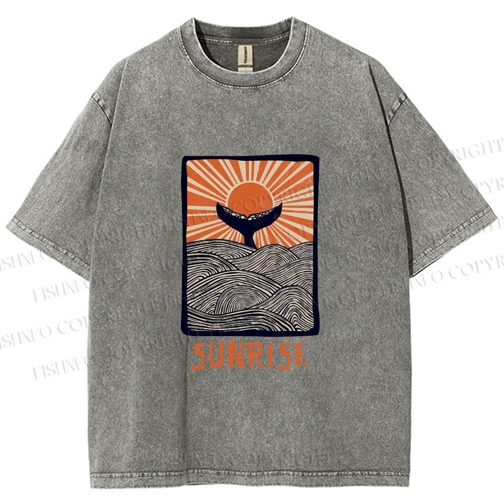 Unisex Vintage Sunrise Printed Washed Tee