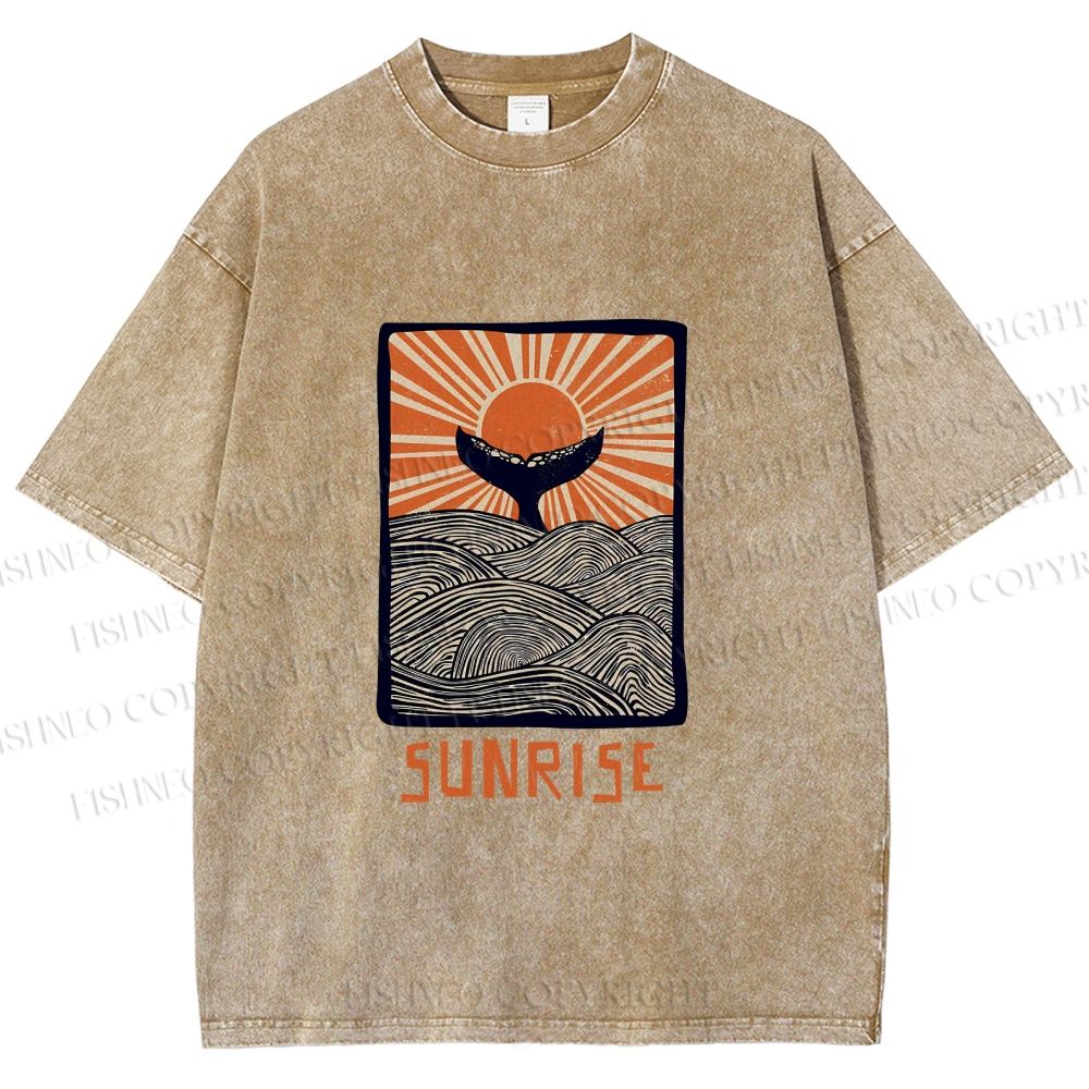 Unisex Vintage Sunrise Printed Washed Tee