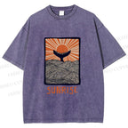 Unisex Vintage Sunrise Printed Washed Tee