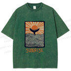 Unisex Vintage Sunrise Printed Washed Tee