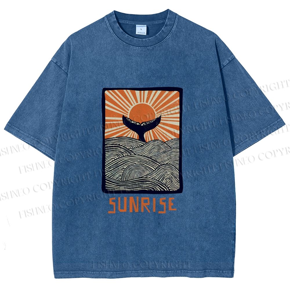 Unisex Vintage Sunrise Printed Washed Tee