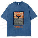 Unisex Vintage Sunrise Printed Washed Tee