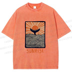 Unisex Vintage Sunrise Printed Washed Tee