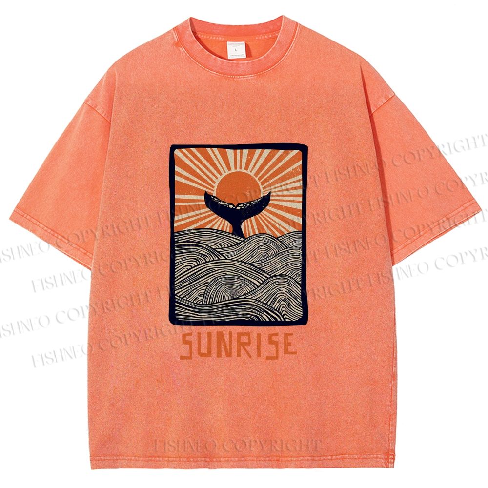 Unisex Vintage Sunrise Printed Washed Tee