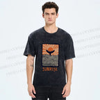 Unisex Vintage Sunrise Printed Washed Tee