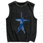 Unisex Fishman Printed Washed Tank Top